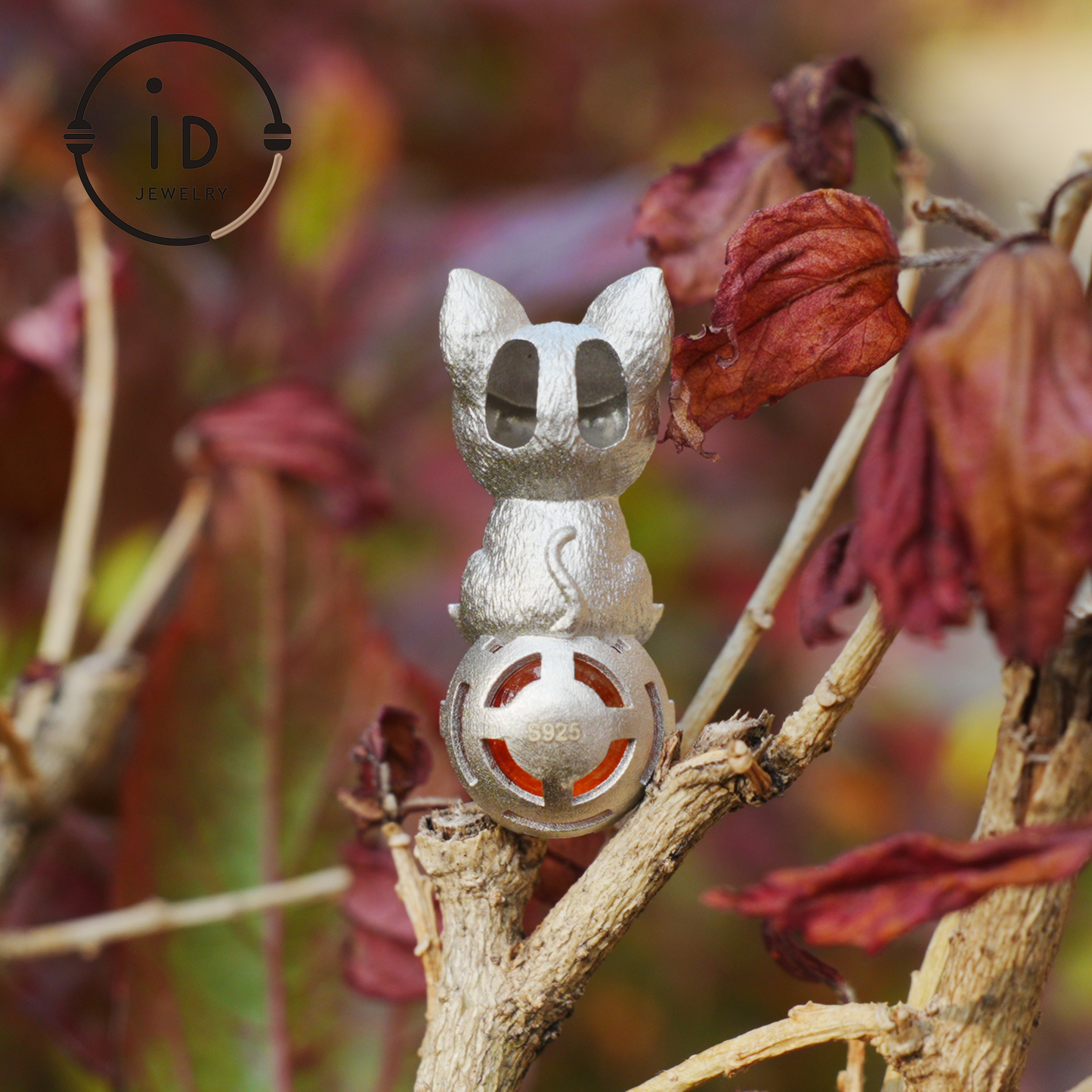 Silver Dog Pendant with Red Resin Stone, 925 Sterling Silver Necklace, Fairytale Animal Jewelry, Gift for Her Birthday