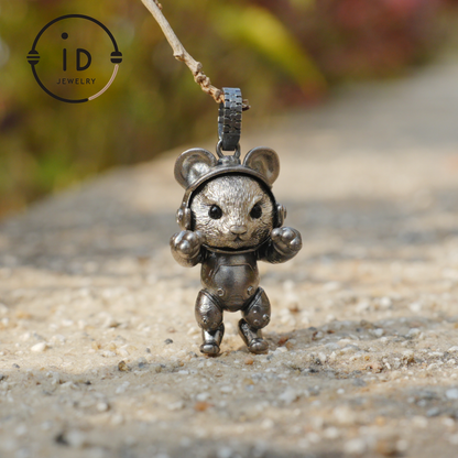 Silver Pendant with Black Onyx, Movable Animal Figure Necklace, Gothic Jewelry for Men and Women, Birthday Gift Unisex
