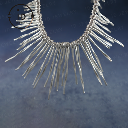 Handmade Boho Necklace, Fringe Necklace, Ethnic Jewelry, Statement Silver Necklace, Vintage Boho Necklace, Festival Jewelry, Gift for Her