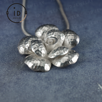 Handmade Silver Flower Necklace,Flower Design Jewelry,Gifts for Her