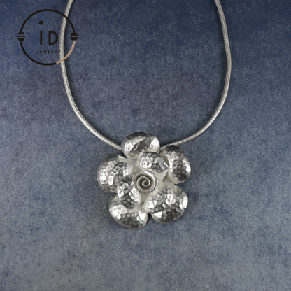 Handmade Silver Flower Necklace,Flower Design Jewelry,Gifts for Her