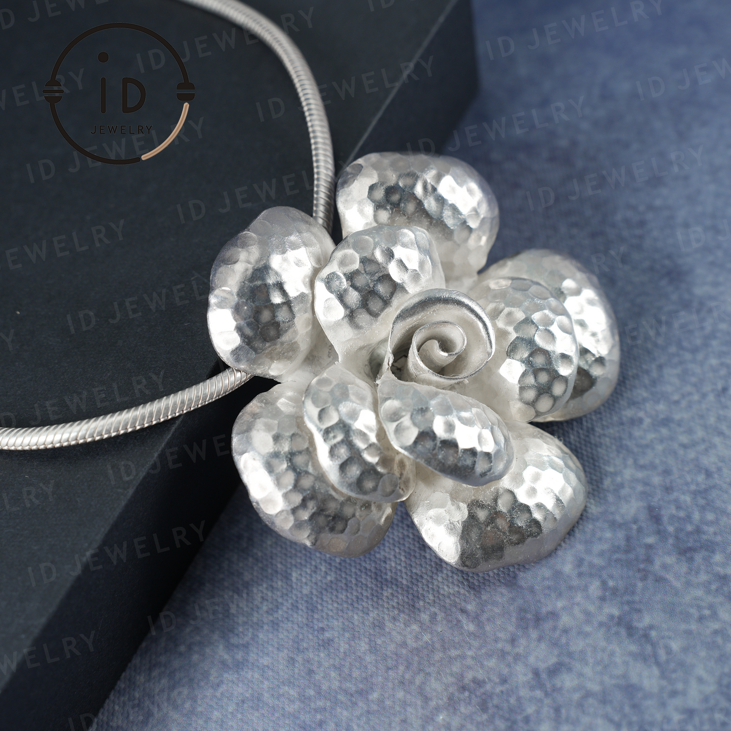 Handmade Silver Flower Necklace,Flower Design Jewelry,Gifts for Her