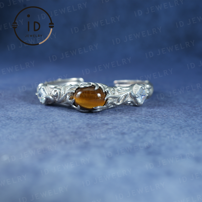 Handmade Open Cuff Torque Bracelet Silver Jewelry | Protective Amulet Bracelet | Vintage Nature Style