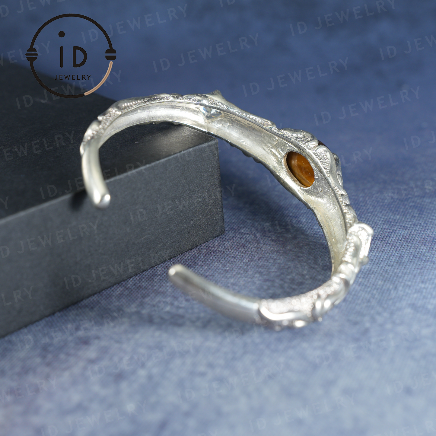 Handmade Open Cuff Torque Bracelet Silver Jewelry | Protective Amulet Bracelet | Vintage Nature Style