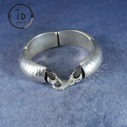 Handmade Hammered Silver Cuff Bracelet – Adjustable Metal Bangle – Natural and Organic Style