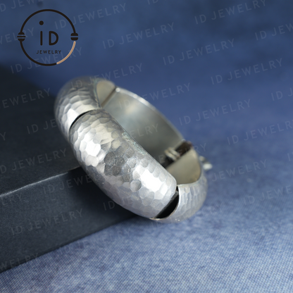 Handmade Hammered Silver Cuff Bracelet – Adjustable Metal Bangle – Natural and Organic Style