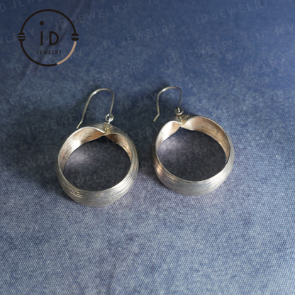 Handmade Silver Earrings - Organic Shape, Minimalist Jewelry, Elegant Boho Style