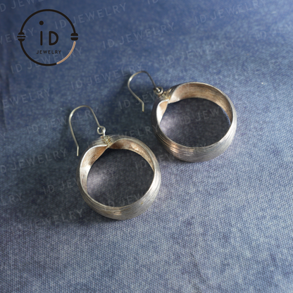 Handmade Silver Earrings - Organic Shape, Minimalist Jewelry, Elegant Boho Style