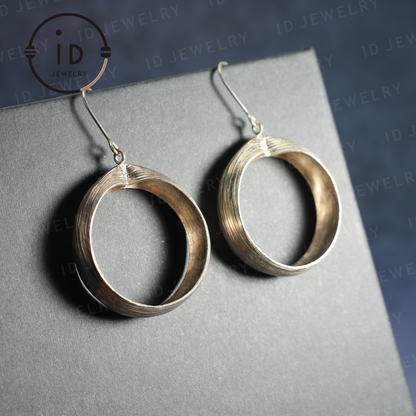 Handmade Silver Earrings - Organic Shape, Minimalist Jewelry, Elegant Boho Style