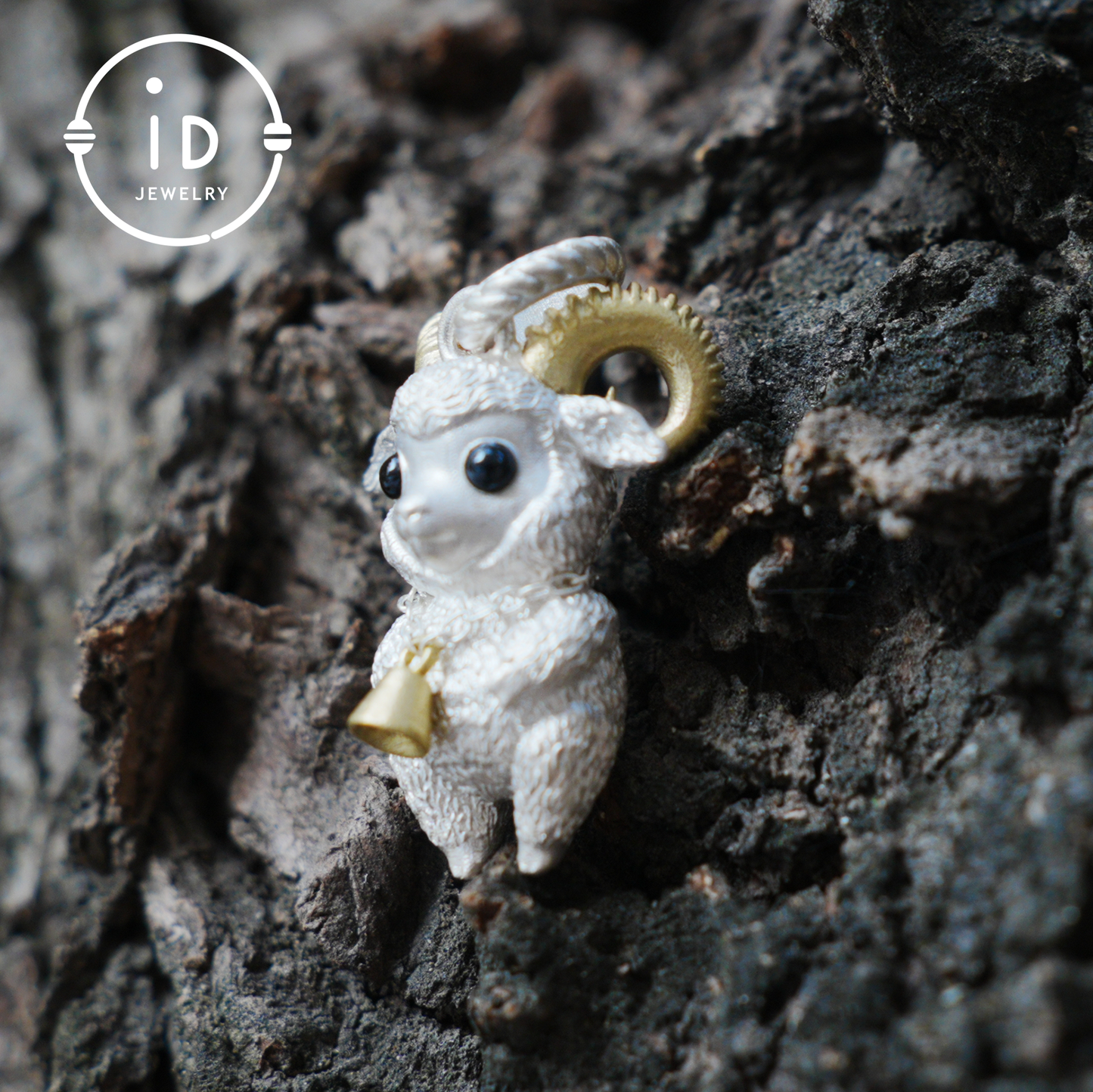 Lamb Pendant in 925 Silver with Onyx Eyes, Fantasy Animal Necklace, Gift for Her or Him, Fairy Jewelry for Birthday or Christmas