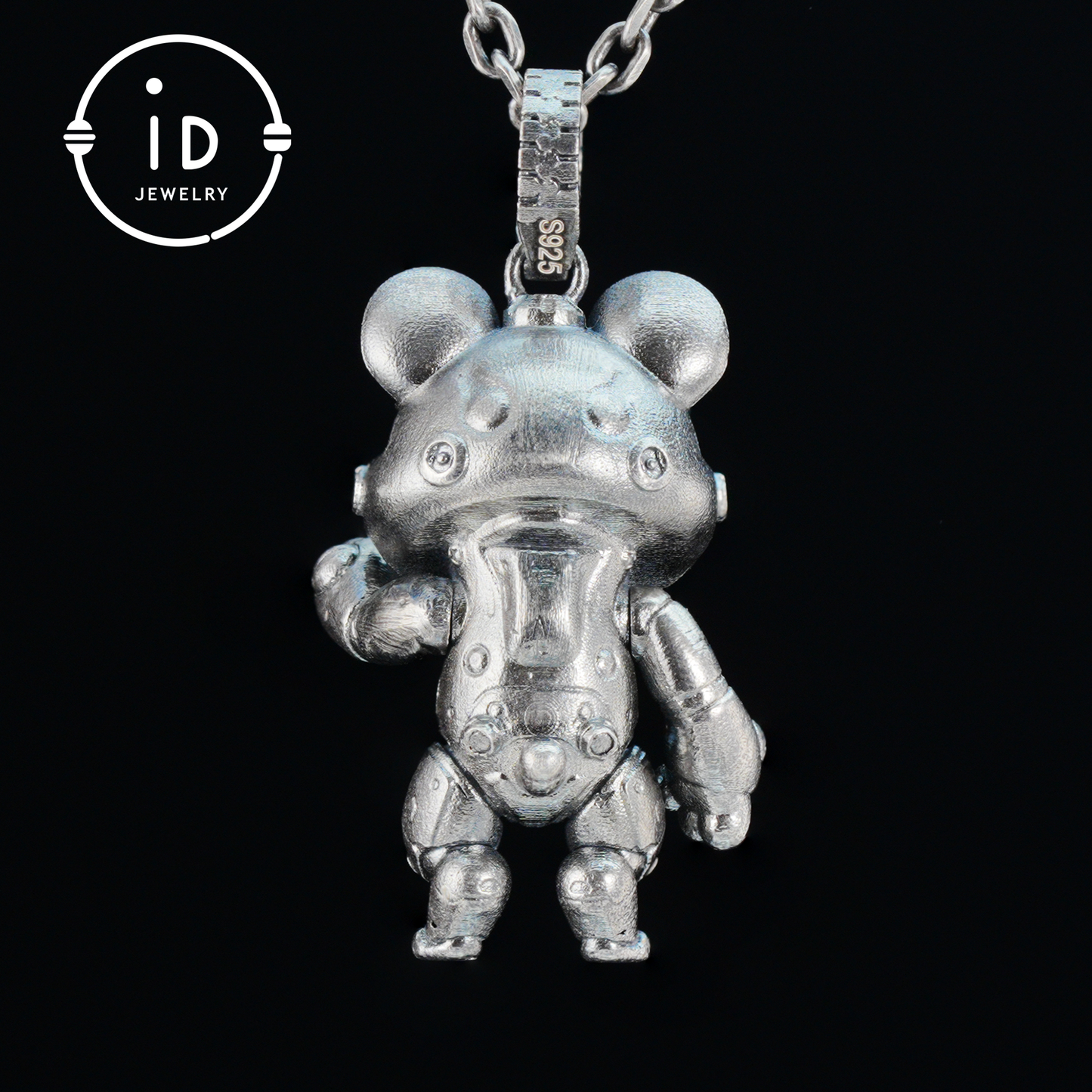 Silver Pendant with Black Onyx, Movable Animal Figure Necklace, Gothic Jewelry for Men and Women, Birthday Gift Unisex