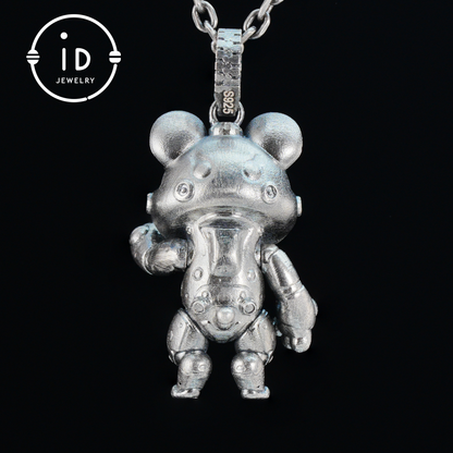 Silver Pendant with Black Onyx, Movable Animal Figure Necklace, Gothic Jewelry for Men and Women, Birthday Gift Unisex