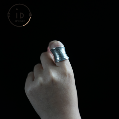 Handmade Vintage Silver Ring – Boho Wide Band Ring – Adjustable Ethnic Jewelry