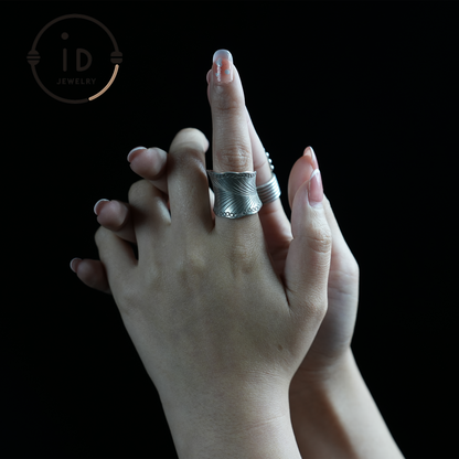Handmade Vintage Silver Ring – Boho Wide Band Ring – Adjustable Ethnic Jewelry