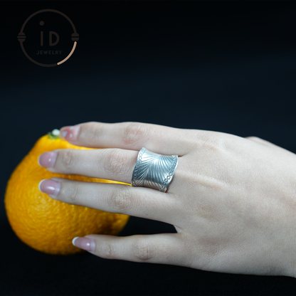 Handmade Vintage Silver Ring – Boho Wide Band Ring – Adjustable Ethnic Jewelry