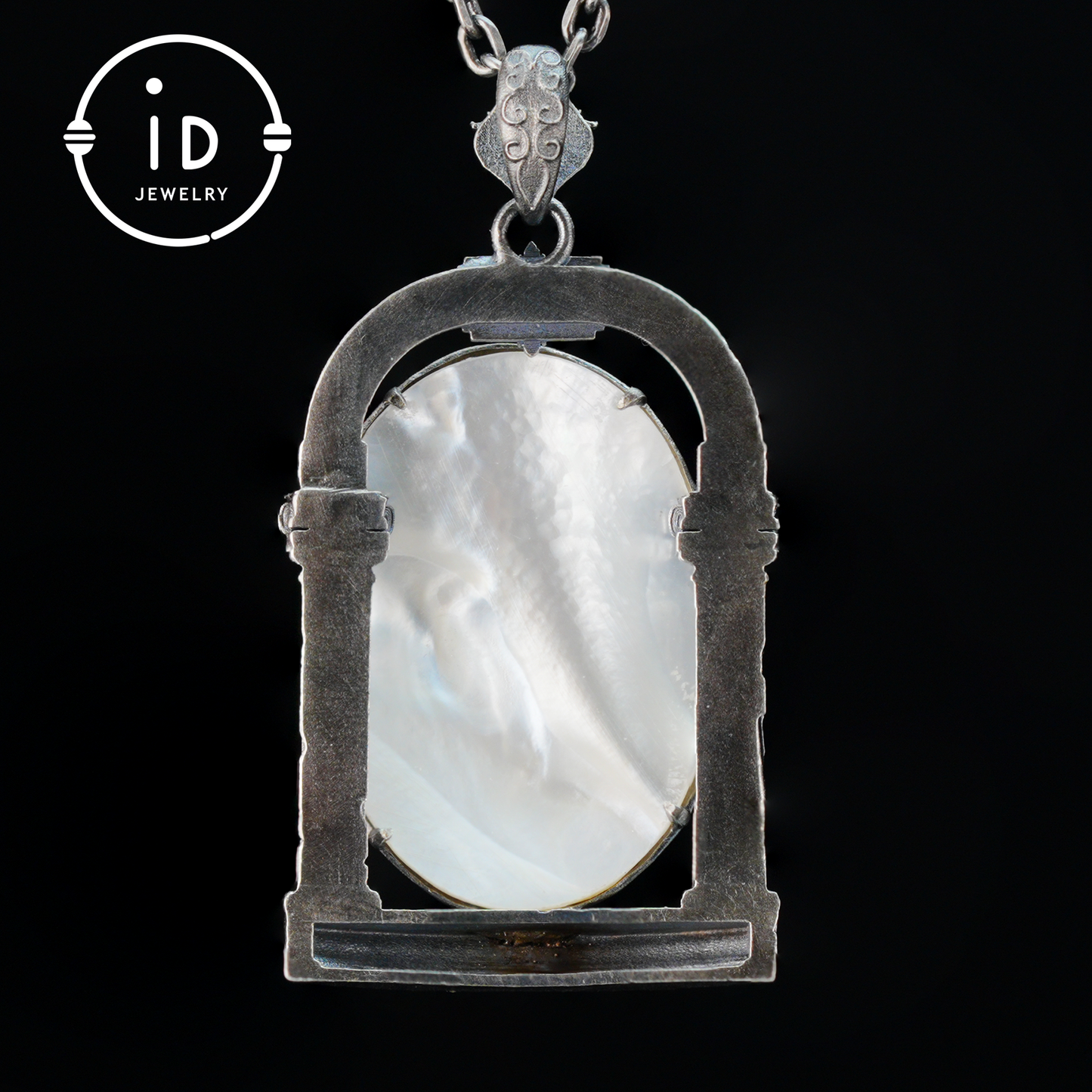Hand Carved Shell Cameo Pendant in Oxidized 925 Silver, Vintage Style Relief Necklace with Female Figure, Spiritual Gift for Her