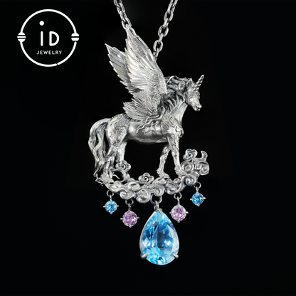 Hand-Carved Pegasus Unicorn Necklace | Symbol of Freedom, Purity & Blessing | Spiritual Gift for Magic Zodiac Believers