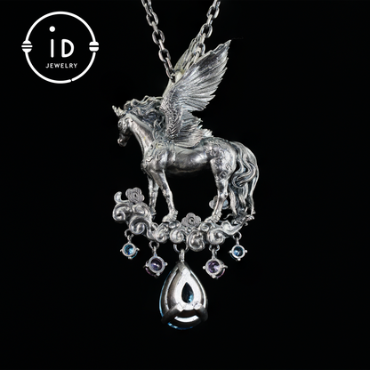 Hand-Carved Pegasus Unicorn Necklace | Symbol of Freedom, Purity & Blessing | Spiritual Gift for Magic Zodiac Believers