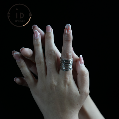 Handmade Silver Ring, Multilayer Boho Ring, Adjustable Minimalist Unisex Ring, Vintage Statement Jewelry