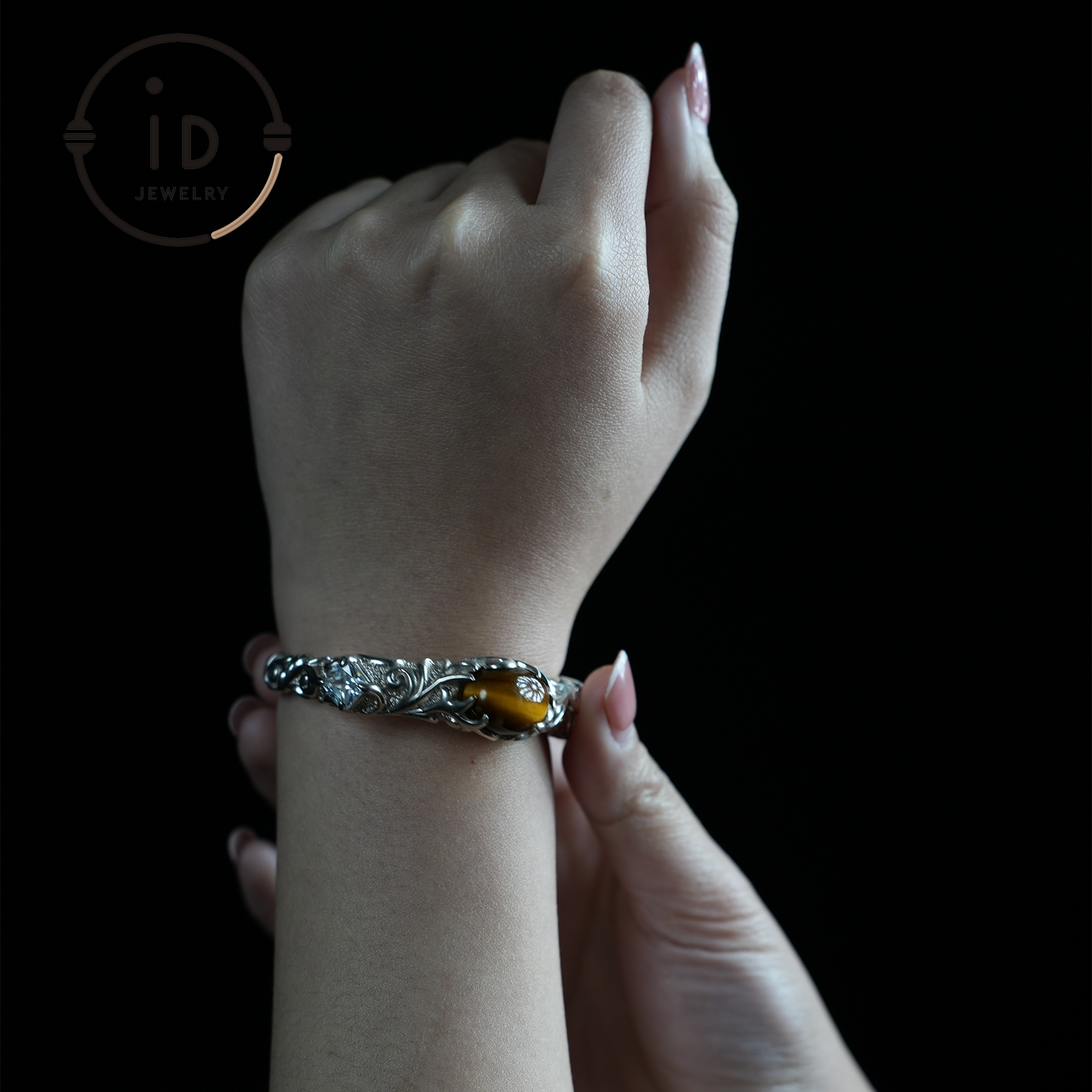 Handmade Open Cuff Torque Bracelet Silver Jewelry | Protective Amulet Bracelet | Vintage Nature Style