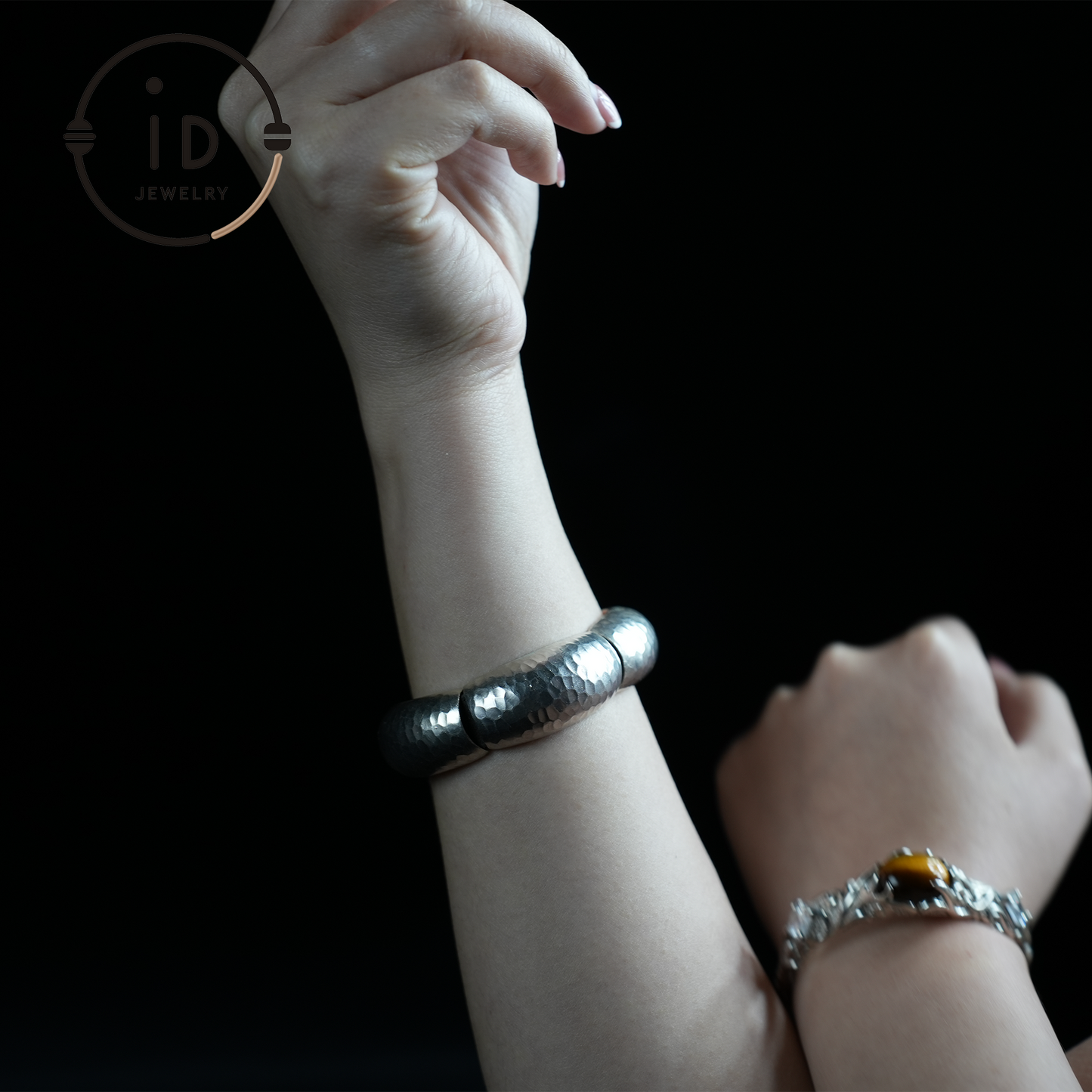 Handmade Hammered Silver Cuff Bracelet – Adjustable Metal Bangle – Natural and Organic Style