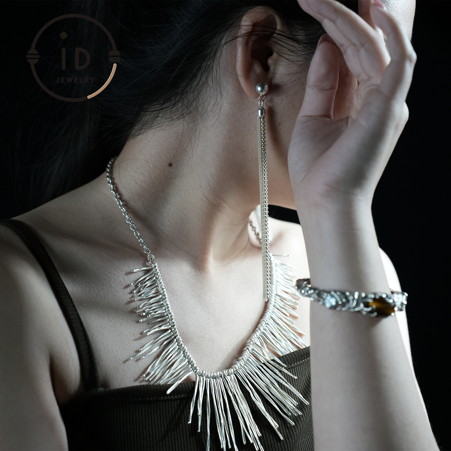 Handmade Boho Necklace, Fringe Necklace, Ethnic Jewelry, Statement Silver Necklace, Vintage Boho Necklace, Festival Jewelry, Gift for Her