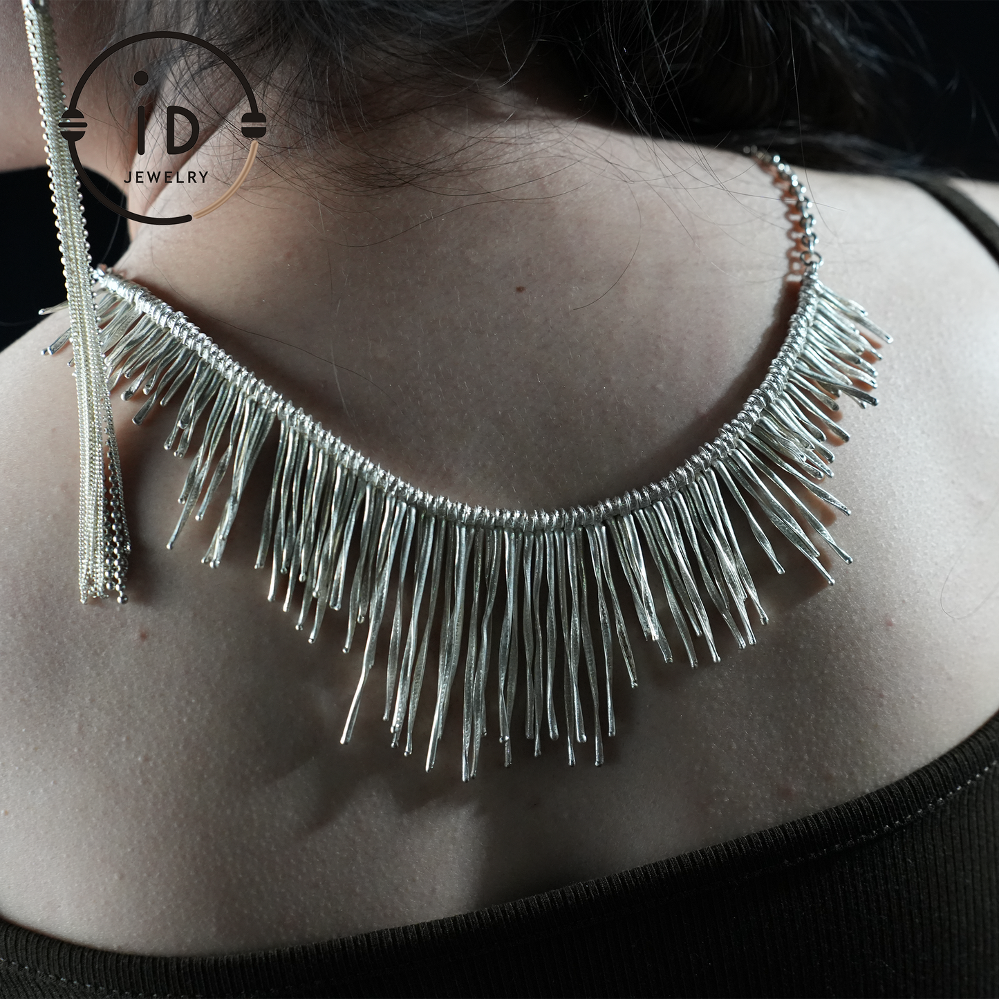Handmade Boho Necklace, Fringe Necklace, Ethnic Jewelry, Statement Silver Necklace, Vintage Boho Necklace, Festival Jewelry, Gift for Her