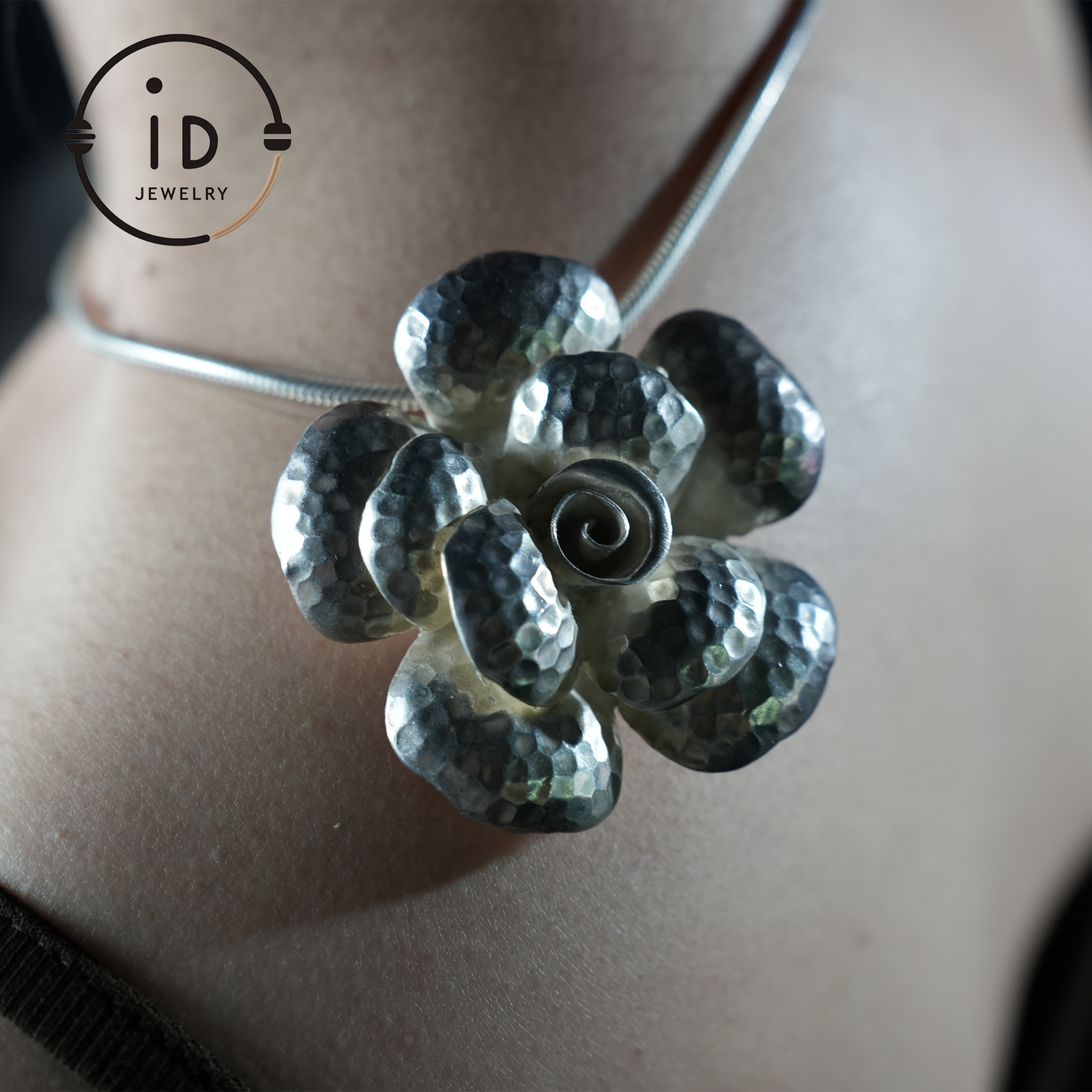Handmade Silver Flower Necklace,Flower Design Jewelry,Gifts for Her
