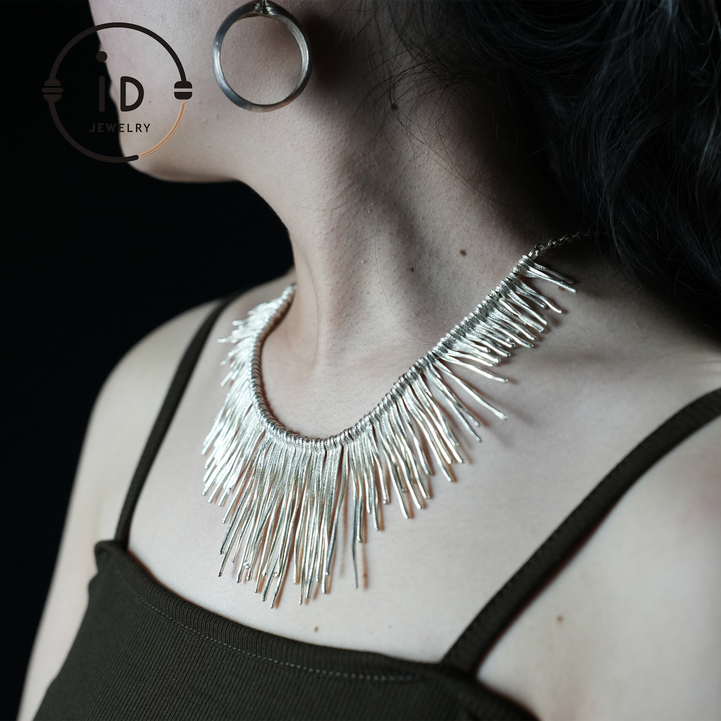 Handmade Boho Necklace, Fringe Necklace, Ethnic Jewelry, Statement Silver Necklace, Vintage Boho Necklace, Festival Jewelry, Gift for Her