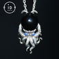 Gothic pendant with black obsidian and lapis lazuli made of 925 silver in totem style for women gift birthday necklace