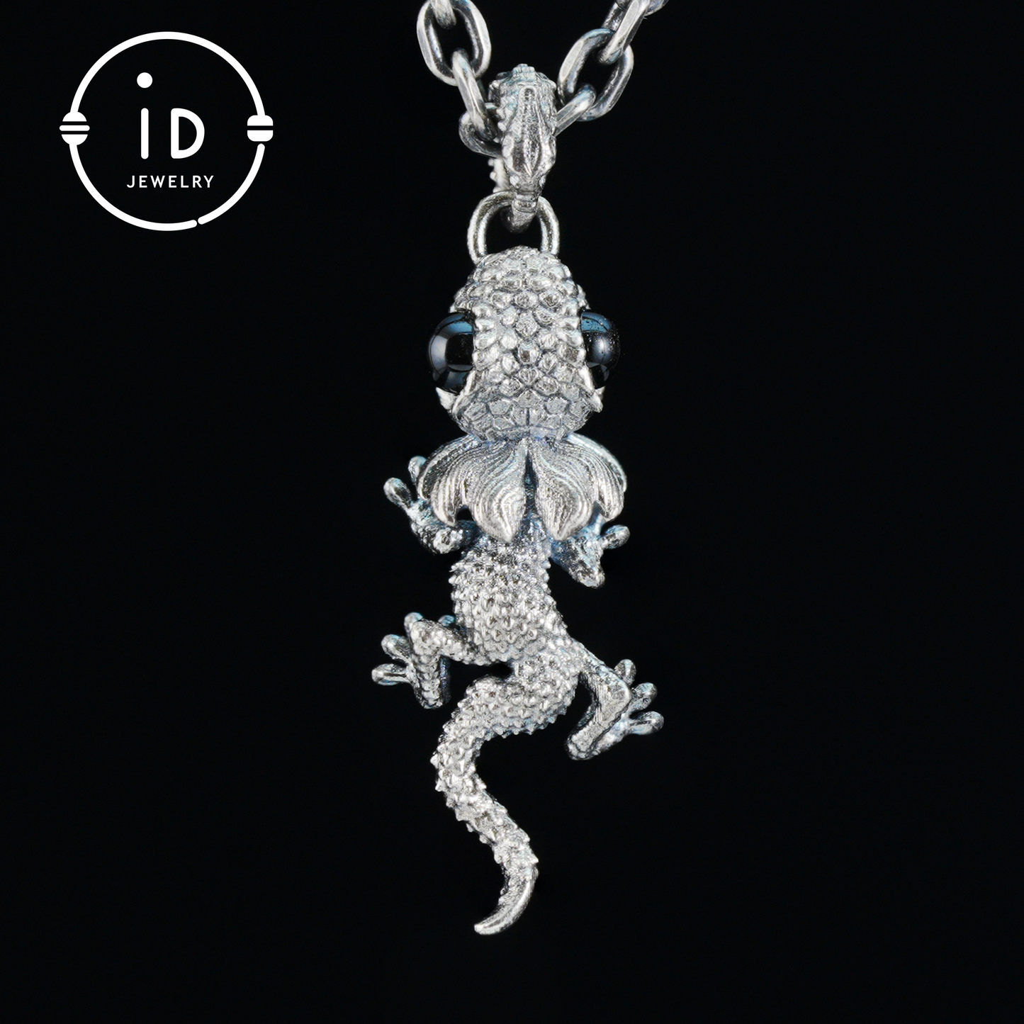 Lizard Pendant in 925 Sterling Silver with Textured Finish, Reptile Totem Vintage Necklace, Unisex Animal Jewelry Gift for Men and Women