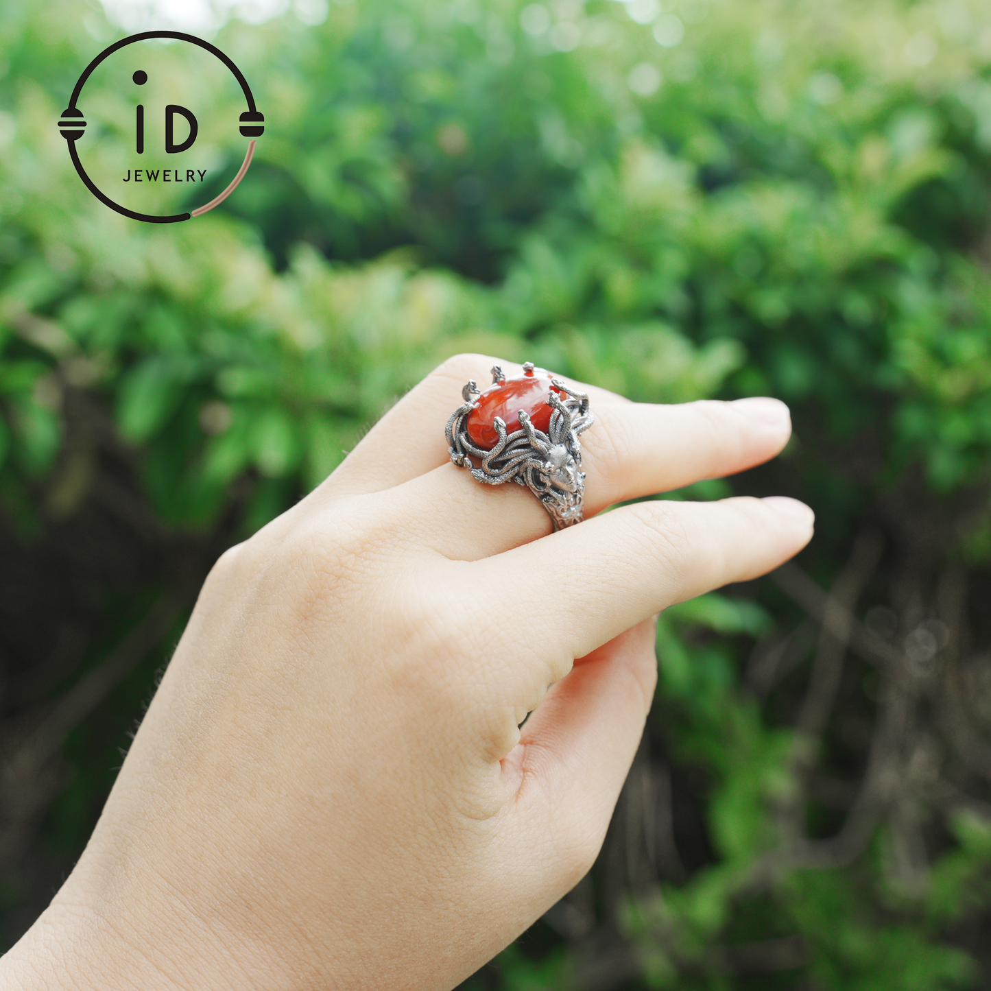 Handmade Gothic Ring | Mystical Jewelry with Agate | Baroque Style