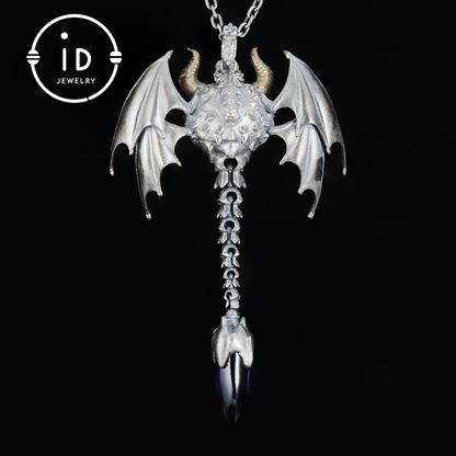 Gothic Totem Pendant | Amethyst Drop & Opal Eye | Handmade 925 Silver & Brass Necklace for Him
