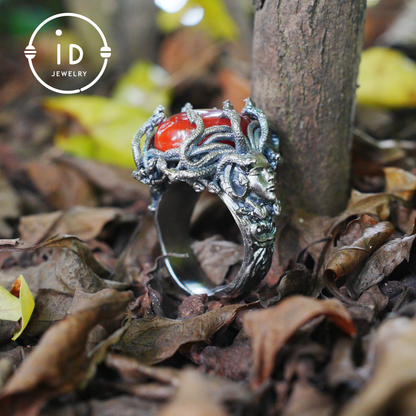 Handmade Gothic Ring | Mystical Jewelry with Agate | Baroque Style