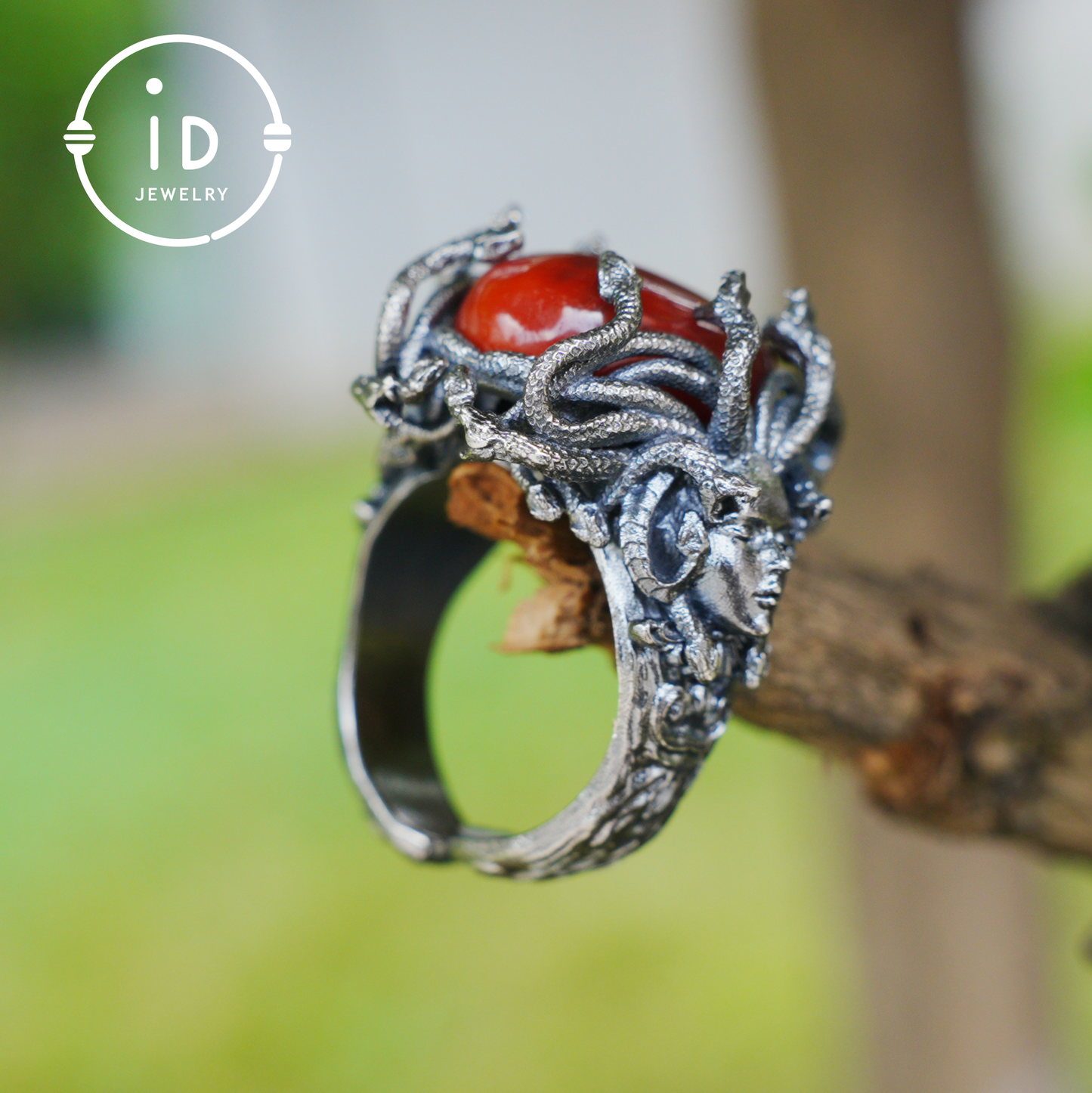 Handmade Gothic Ring | Mystical Jewelry with Agate | Baroque Style