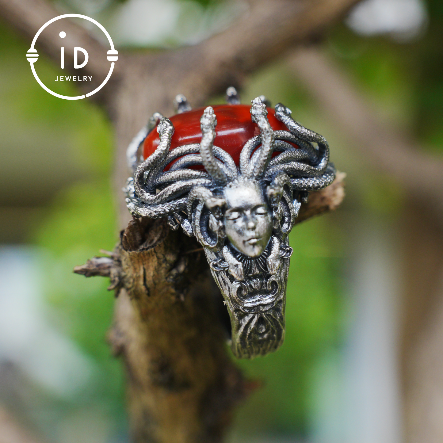 Handmade Gothic Ring | Mystical Jewelry with Agate | Baroque Style