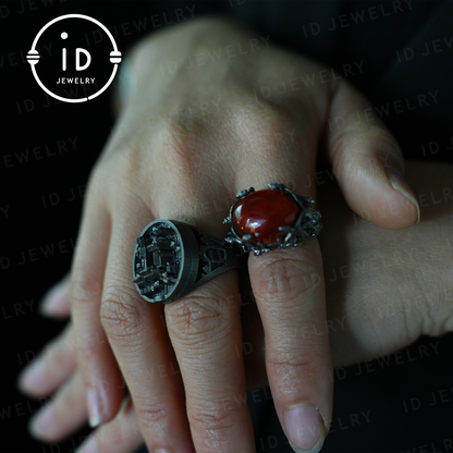 Handmade Cyberpunk Ring | Industrial Jewelry | Microchip Design | Gothic Geek Ring