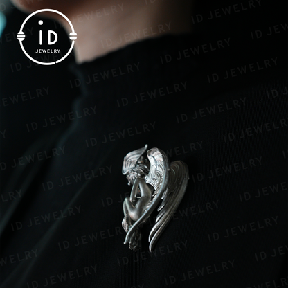 Handmade Angel Figurine Pendants | Gothic Sculpture with Wings | Clear Quartz | Mystical Guardian