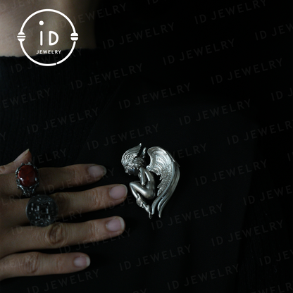 Handmade Angel Figurine Pendants | Gothic Sculpture with Wings | Clear Quartz | Mystical Guardian