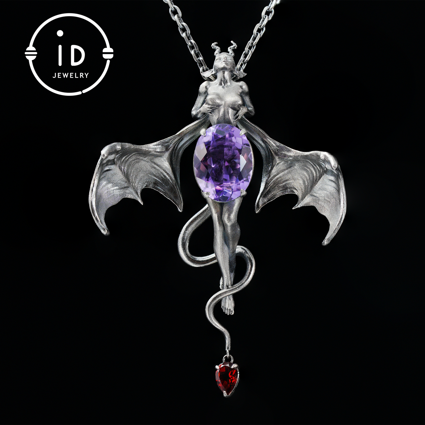 Handcrafted Silver Demon Wing Pendant Necklace | Mystical Banshee Jewelry Symbolizing Strength, Power & Mystery | Unique Gift for Her