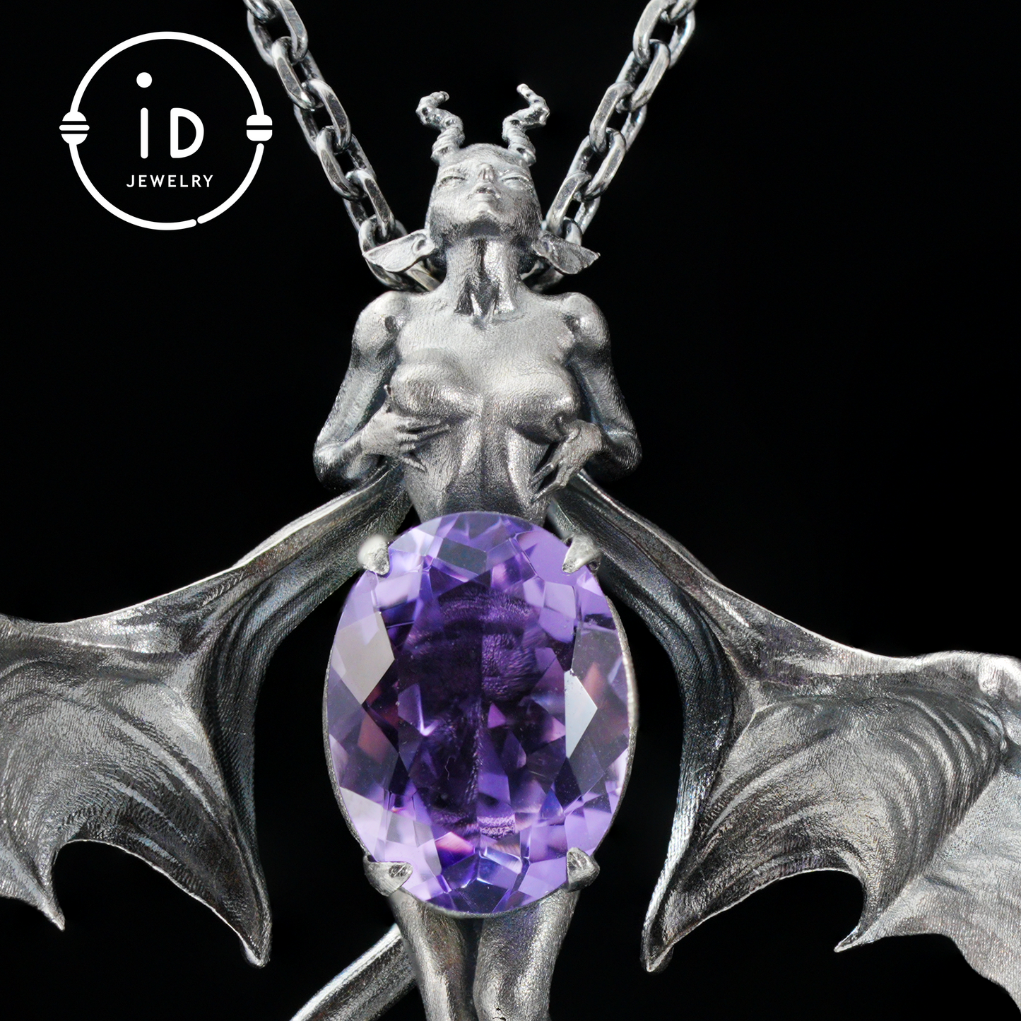 Handcrafted Silver Demon Wing Pendant Necklace | Mystical Banshee Jewelry Symbolizing Strength, Power & Mystery | Unique Gift for Her