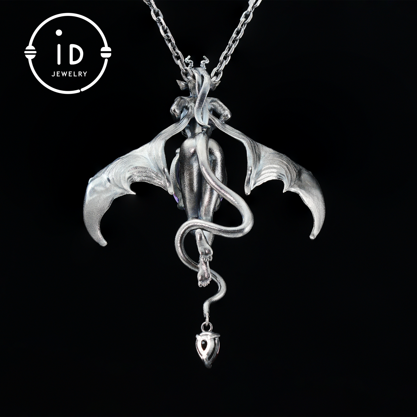 Handcrafted Silver Demon Wing Pendant Necklace | Mystical Banshee Jewelry Symbolizing Strength, Power & Mystery | Unique Gift for Her