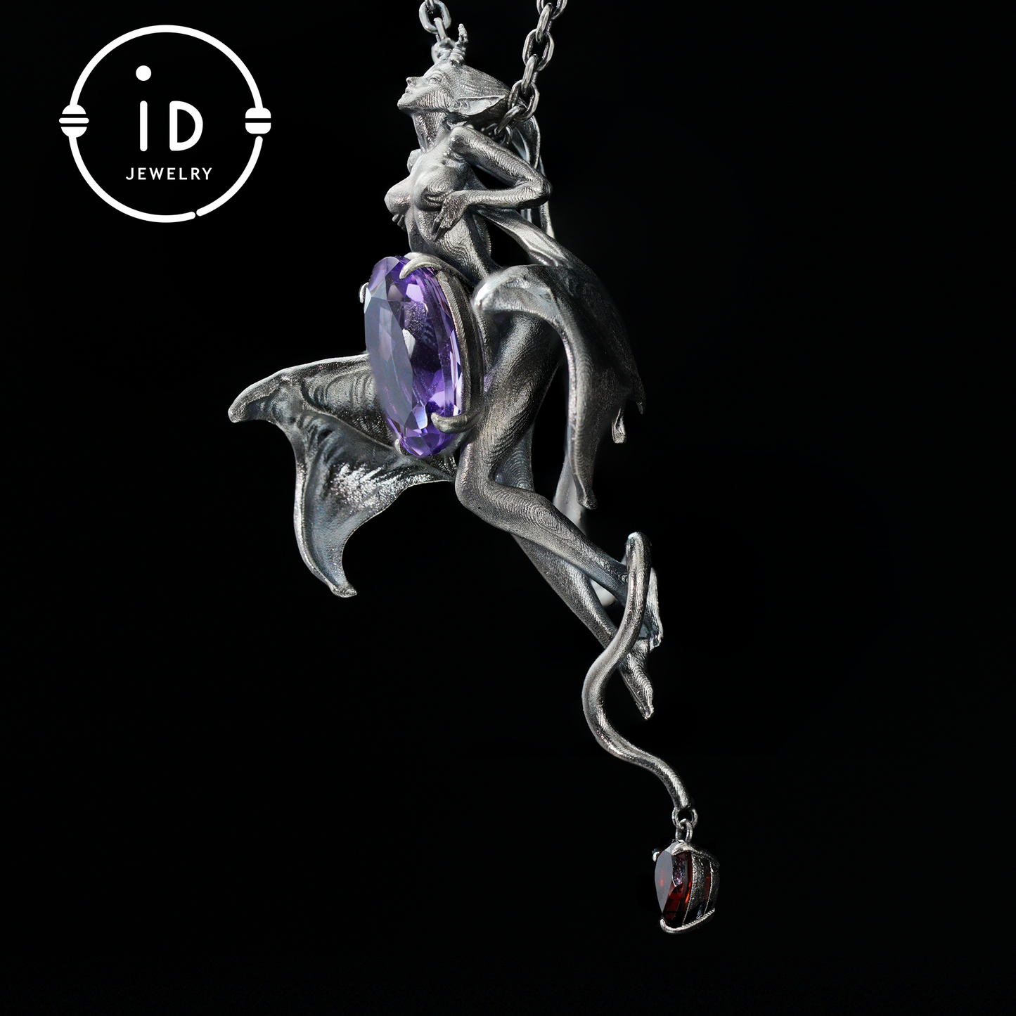 Handcrafted Silver Demon Wing Pendant Necklace | Mystical Banshee Jewelry Symbolizing Strength, Power & Mystery | Unique Gift for Her