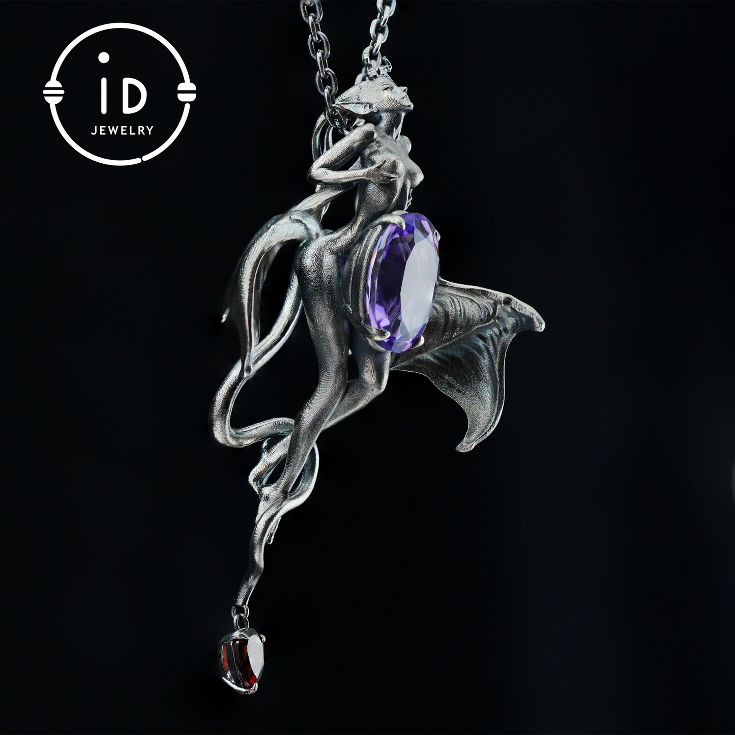 Handcrafted Silver Demon Wing Pendant Necklace | Mystical Banshee Jewelry Symbolizing Strength, Power & Mystery | Unique Gift for Her