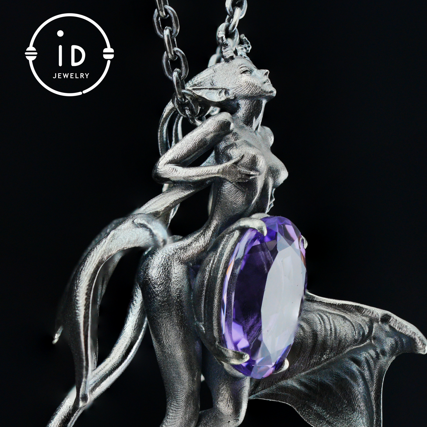 Handcrafted Silver Demon Wing Pendant Necklace | Mystical Banshee Jewelry Symbolizing Strength, Power & Mystery | Unique Gift for Her