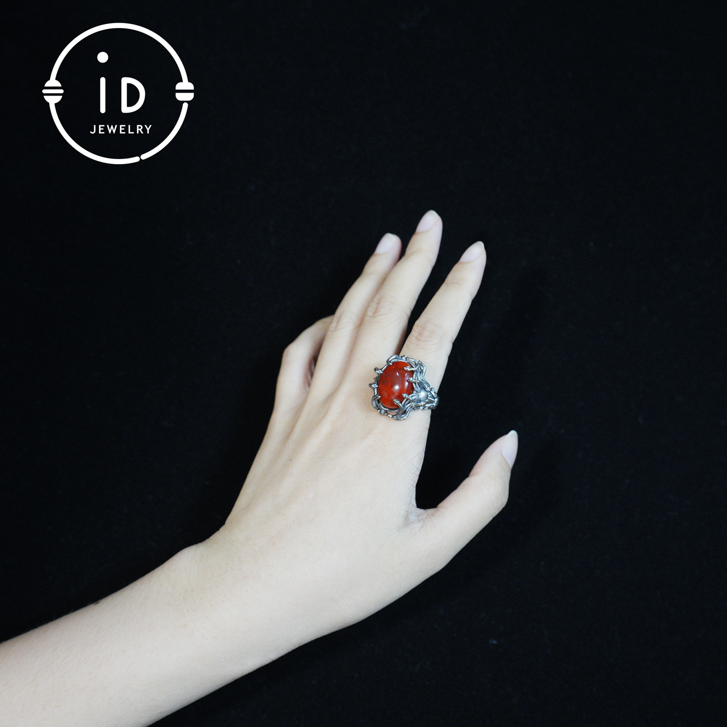 Handmade Gothic Ring | Mystical Jewelry with Agate | Baroque Style