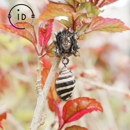 Medusa Earrings with Garnet Drop in Oxidized 925 Sterling Silver, Gothic Vintage Jewelry for Women, Christmas Gift Idea