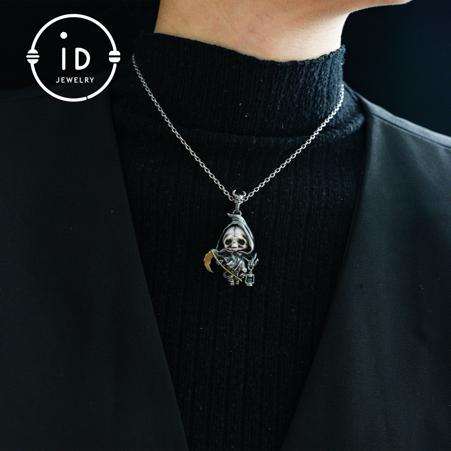 Handmade Grim Reaper Pendant | Gothic Skeleton Amulet | Silver Charm | Fantasy Art Jewelry