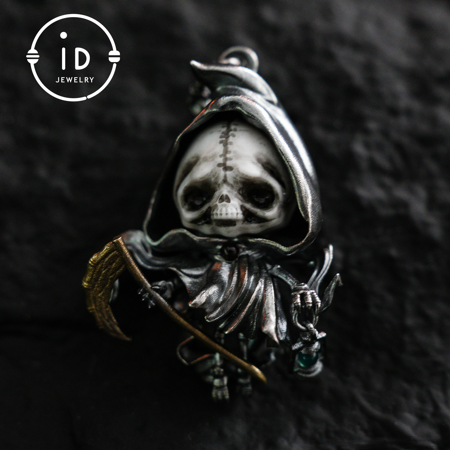 Handmade Grim Reaper Pendant | Gothic Skeleton Amulet | Silver Charm | Fantasy Art Jewelry