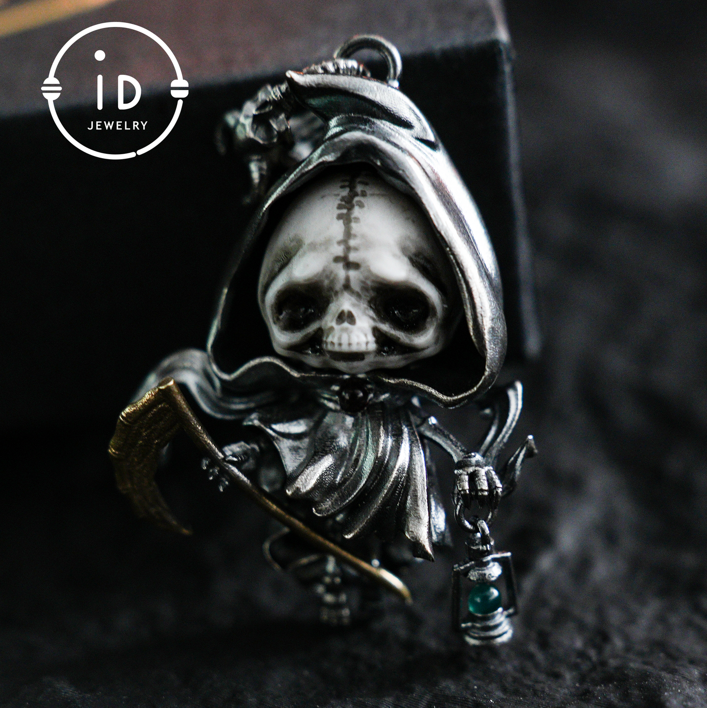 Handmade Grim Reaper Pendant | Gothic Skeleton Amulet | Silver Charm | Fantasy Art Jewelry
